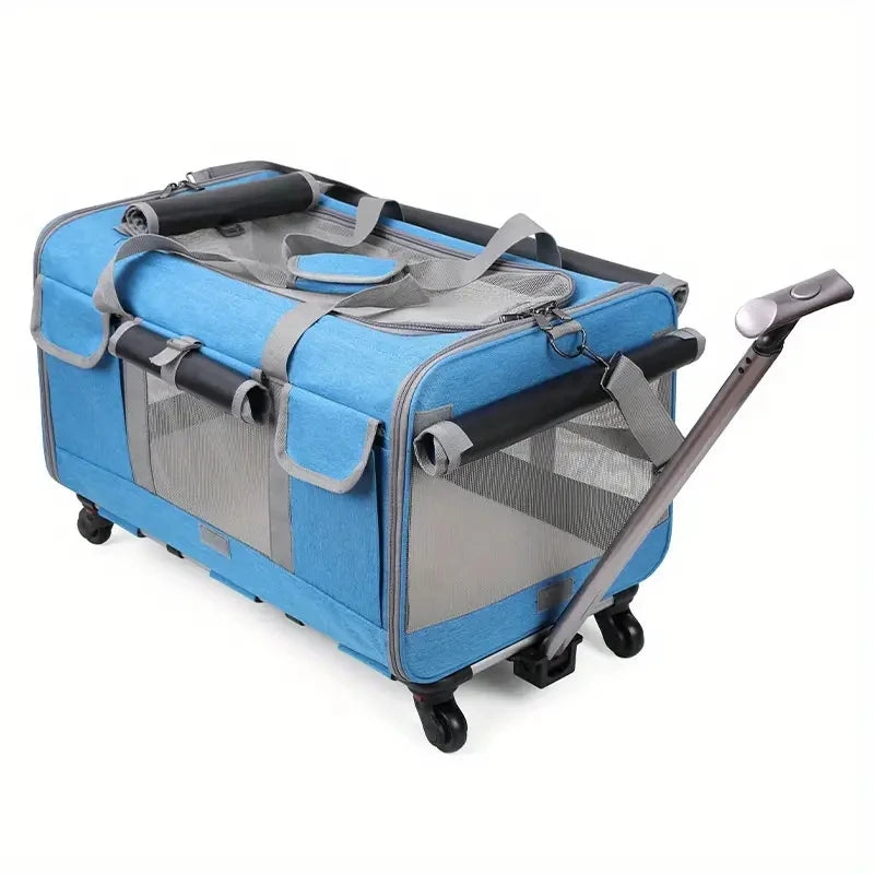 Extra large portable pet trolley carrier from Furvio Shop, featuring a spacious design with mesh sides for pet comfort and visibility.