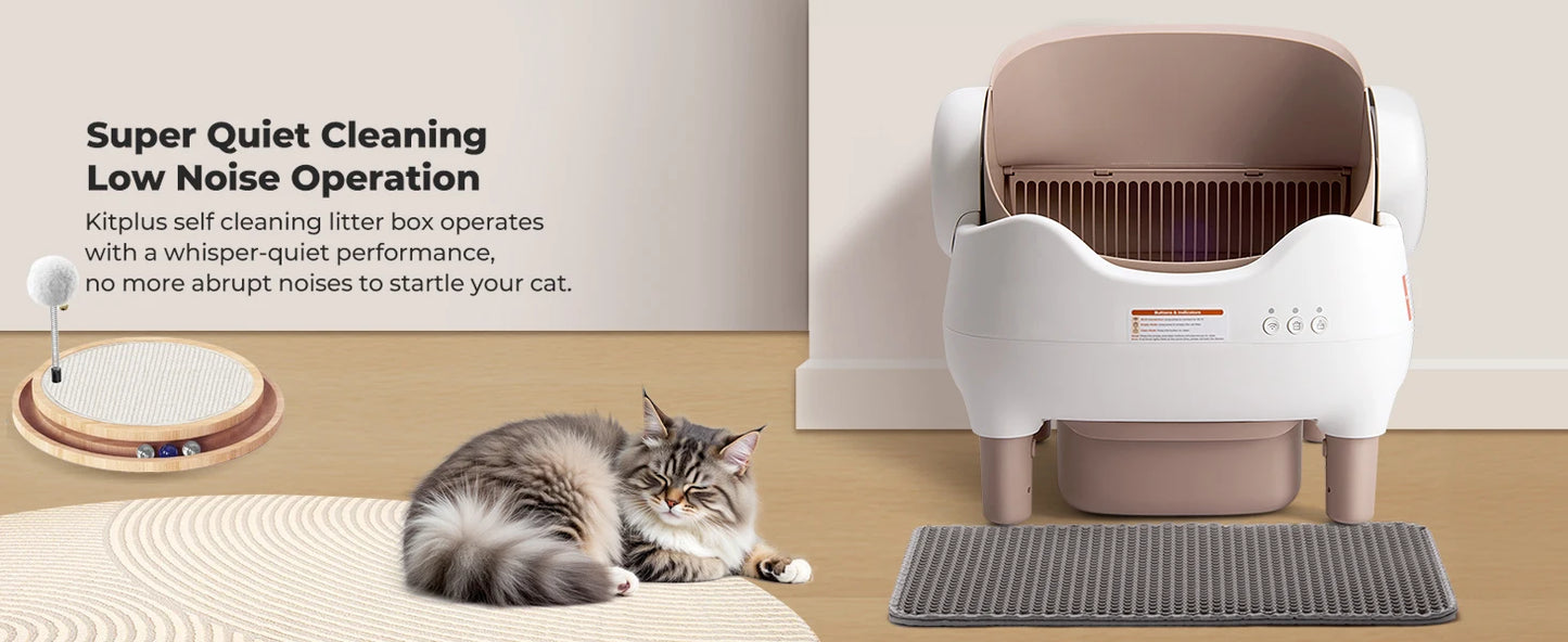 Furvio Shop smart open-top self-cleaning cat litter box in white with digital control panel and spacious 10L design.