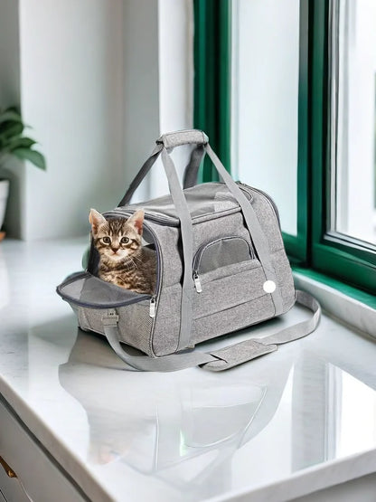 Furvio Shop airline-approved soft-sided pet carrier with mesh windows and carry handles, suitable for small dogs and cats.