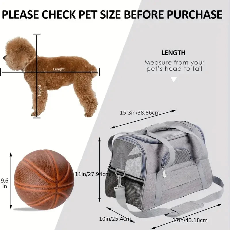 Furvio Shop airline-approved soft-sided pet carrier with mesh sides and padded shoulder strap for travel comfort