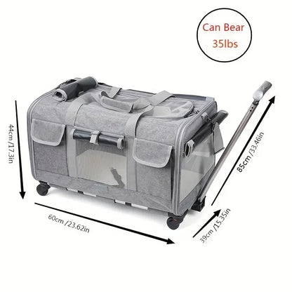 Extra large portable pet trolley carrier by Furvio Shop with mesh sides and sturdy handle for easy pet transportation