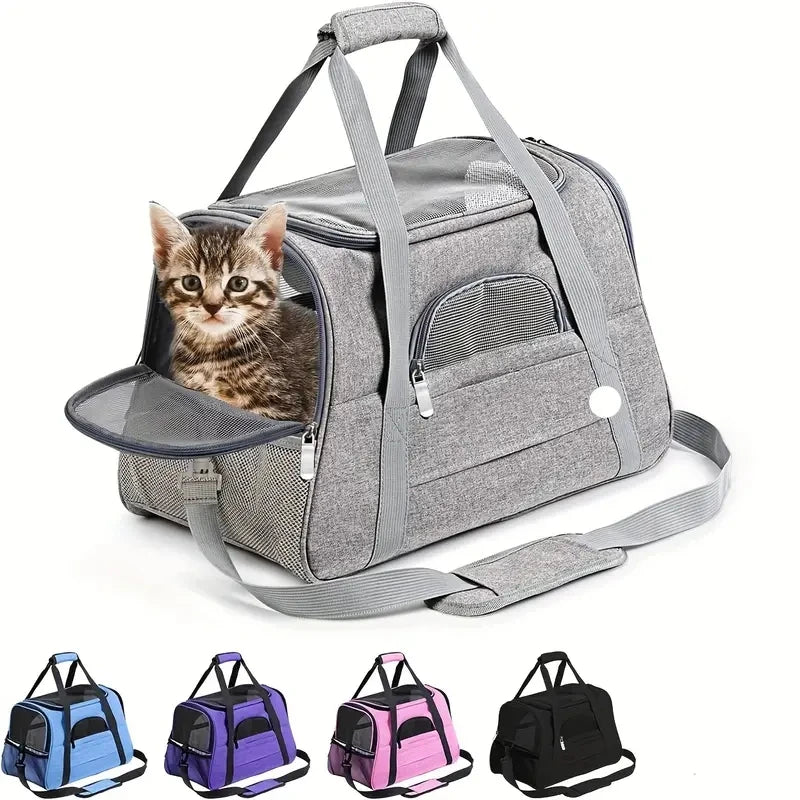 Furvio Shop airline-approved soft-sided pet carrier with mesh panels and padded handles for comfortable travel.