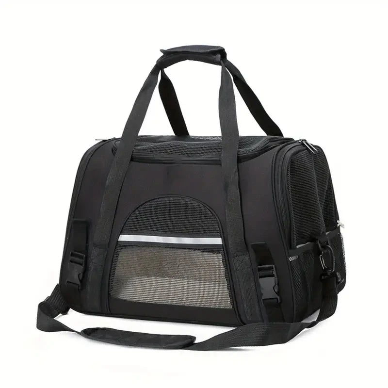 Furvio Shop airline-approved soft-sided pet carrier with mesh panels and padded shoulder strap for travel comfort