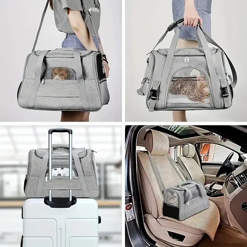 Furvio Shop airline-approved soft-sided pet carrier with mesh windows and adjustable straps for small pets.