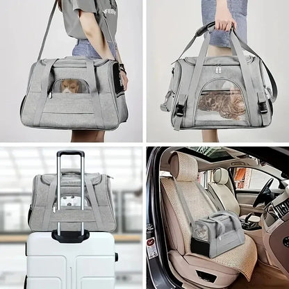 Furvio Shop airline-approved soft-sided pet carrier with mesh windows and adjustable straps for small pets.
