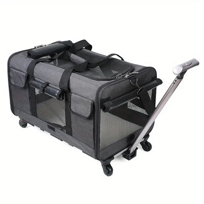 Extra large Furvio Shop portable pet trolley carrier with mesh sides and handle for easy travel and comfort.
