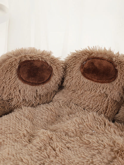 Ultra-soft plush paw-shaped pet bed by Furvio Shop, winter warm, cozy bedding for small dogs and cats.