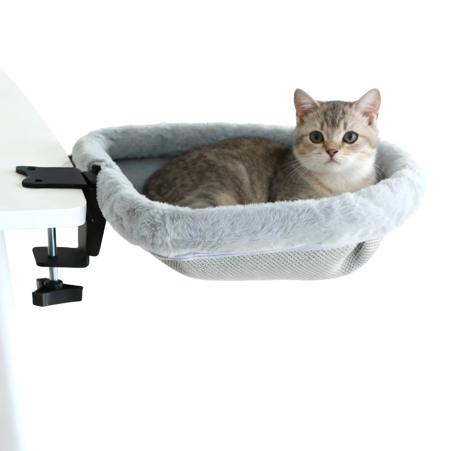 Furvio Shop folding semi-circular cat desk bed and hammock with soft fabric and sturdy frame, designed for cozy feline lounging.