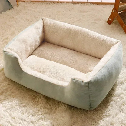 Soft plush pet bed from Furvio Shop featuring a cozy, minimalist design with anti-slip bottom for comfortable indoor use.