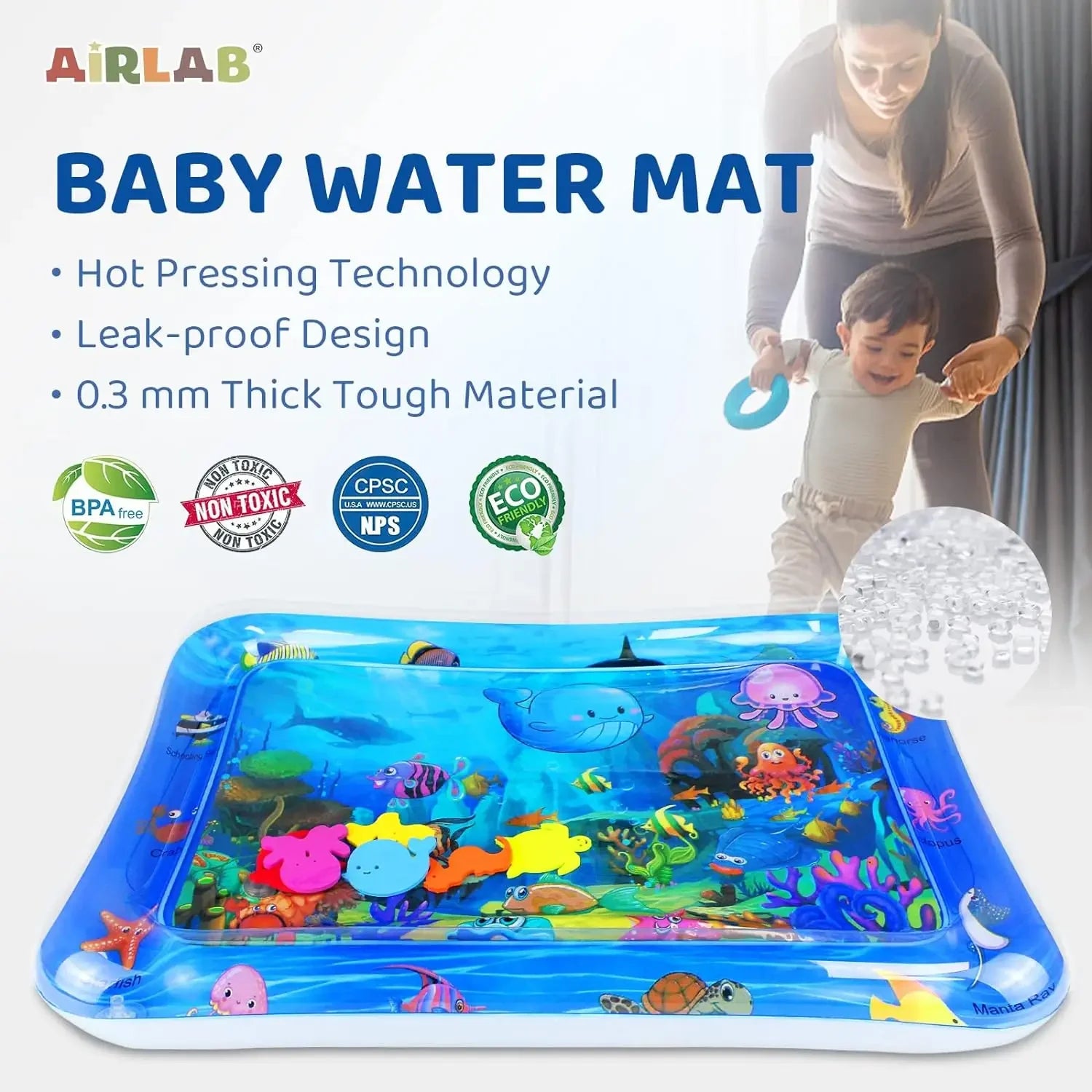 Interactive sensory cooling water mat for pets by Furvio Shop, showing a pet enjoying the refreshing, textured water surface.