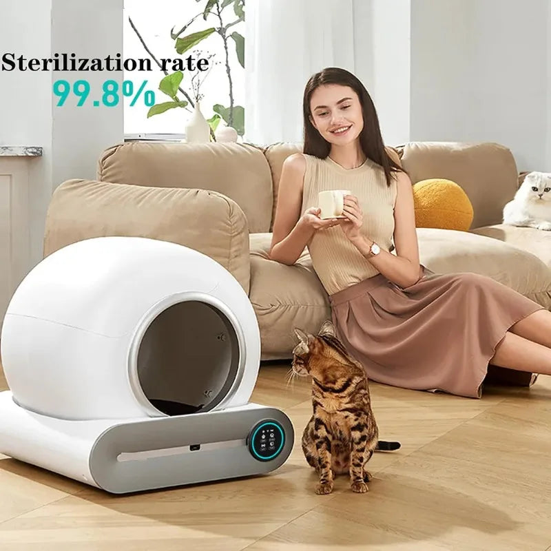 Furvio Shop Tonepie Smart Automatic Self-Cleaning Cat Litter Box with 65L capacity, featuring a sleek design and self-cleaning mechanism