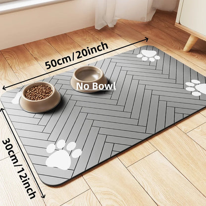 Absorbent pet feeding mat by Furvio Shop, quick-drying design with a soft surface for feeding and watering pets.