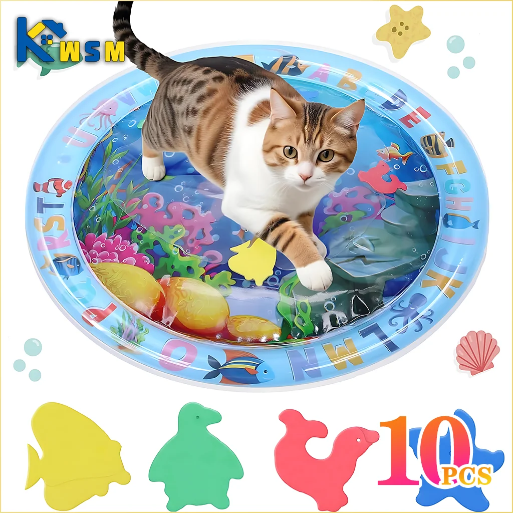 Interactive sensory cooling water mat for pets by Furvio Shop, showing a pet lying on a textured, cooling water-filled mat.