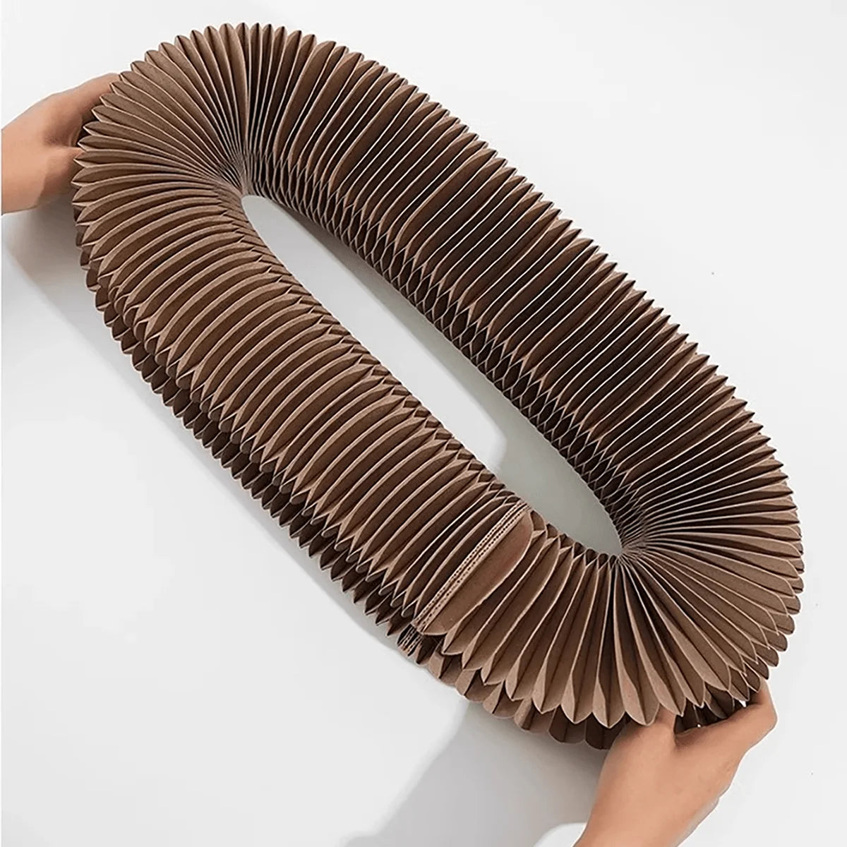 Transformable accordion cat scratcher and ball track by Furvio Shop, featuring multi-level cardboard scratching surfaces and colorful balls.