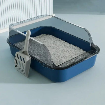 Open top splashproof cat litter box by Furvio Shop, featuring a durable, easy-to-clean design for comfortable feline use.