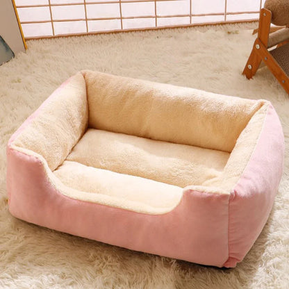 Soft plush pet bed from Furvio Shop with anti-slip bottom, designed for cozy comfort and stability for small pets.