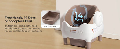 Furvio Shop smart open-top self-cleaning cat litter box with 10L capacity, featuring a sleek design and easy access for cats.