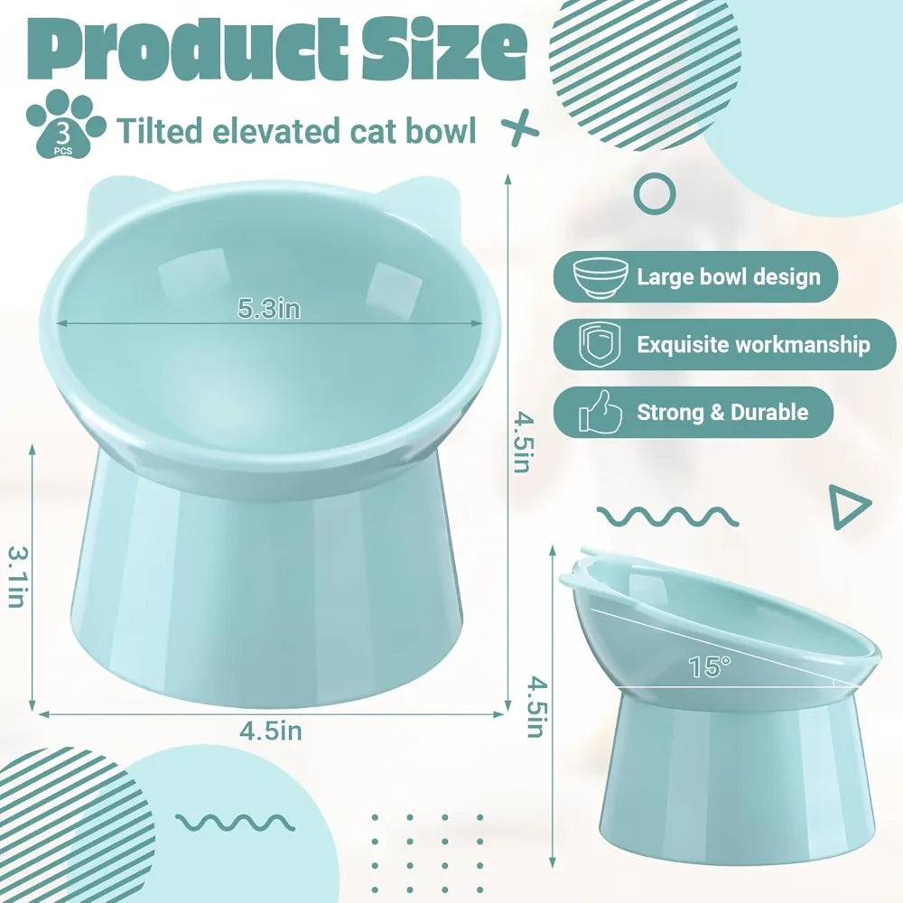 Elevated ergonomic cat ear feeder bowl by Furvio Shop with a playful cat ear design for comfortable feeding.