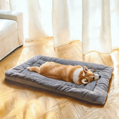 Extra large Furvio Shop plush dog bed and crate mat with dual-sided design, soft, comfortable bedding for pets.