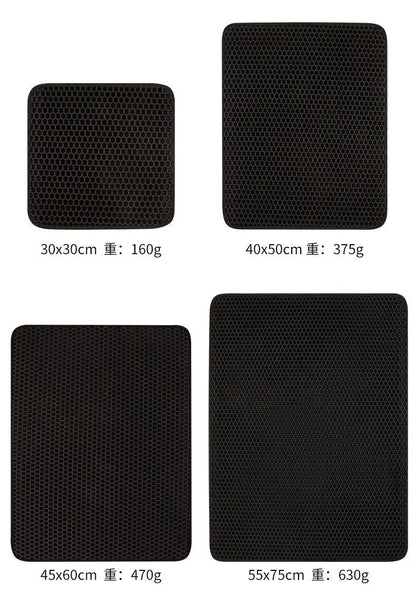 Furvio Shop cat litter mat with double layer waterproof design, non-slip surface, washable pet litter box mat for clean, dry floors
