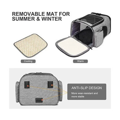 Expandable breathable pet carrier backpack from Furvio Shop with mesh panels and adjustable straps for comfortable pet travel.