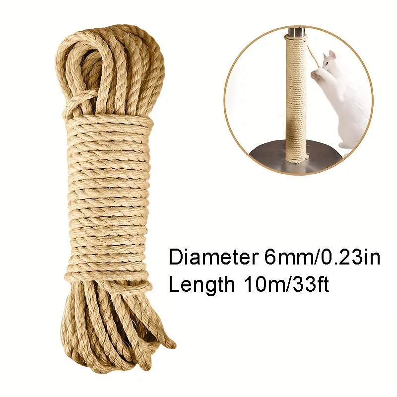 Natural sisal scratching rope by Furvio Shop, coiled and ready for cat scratching posts or furniture protection.