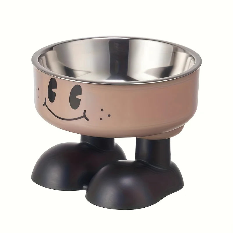 Smiley footed elevated pet bowl by Furvio Shop with a cheerful smile design and sturdy raised base for comfortable pet eating.