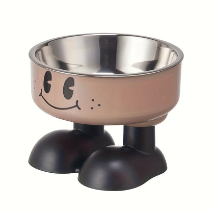 Smiley footed elevated pet bowl by Furvio Shop with a cheerful smile design and sturdy raised base for comfortable pet eating.