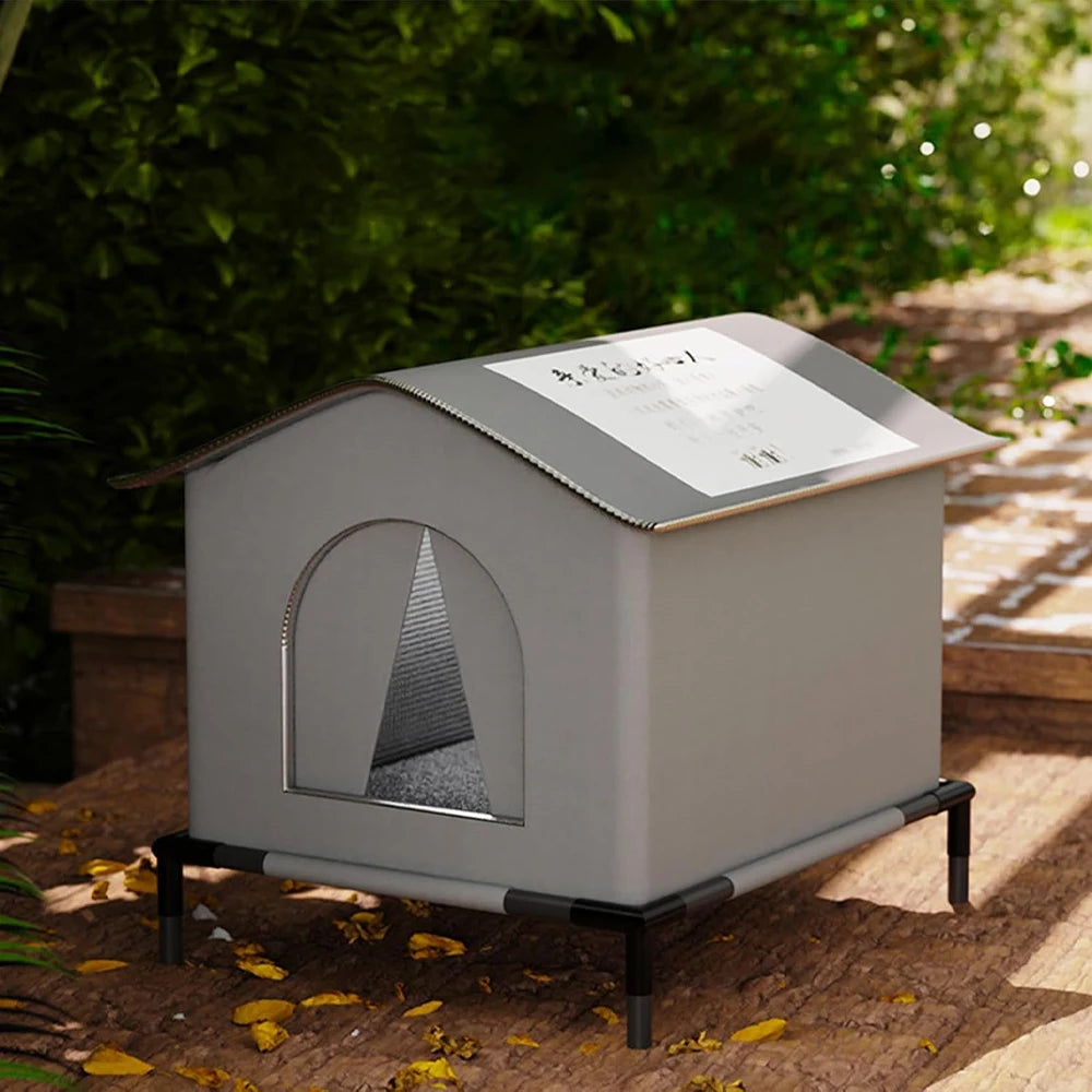 All-season waterproof stray cat house by Furvio Shop, elevated design with insulation for outdoor outdoor use.