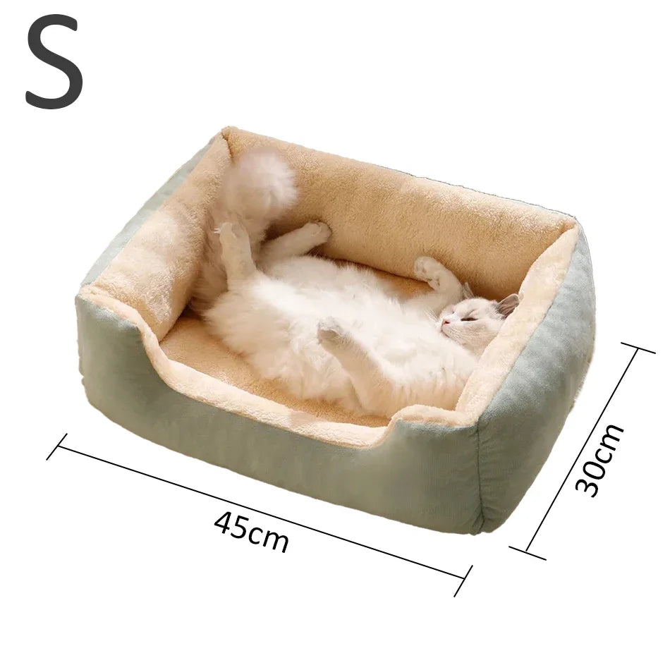 Furvio Shop Cozy Minimalist Plush Pet Bed with anti-slip bottom, soft plush fabric, and neutral color for small to medium pets.