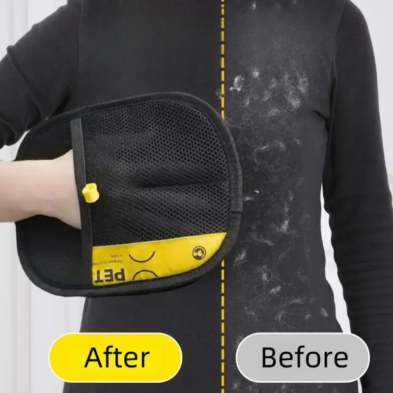 Furvio Shop electrostatic pet hair remover glove showing textured surface for pet hair removal from furniture and clothing.