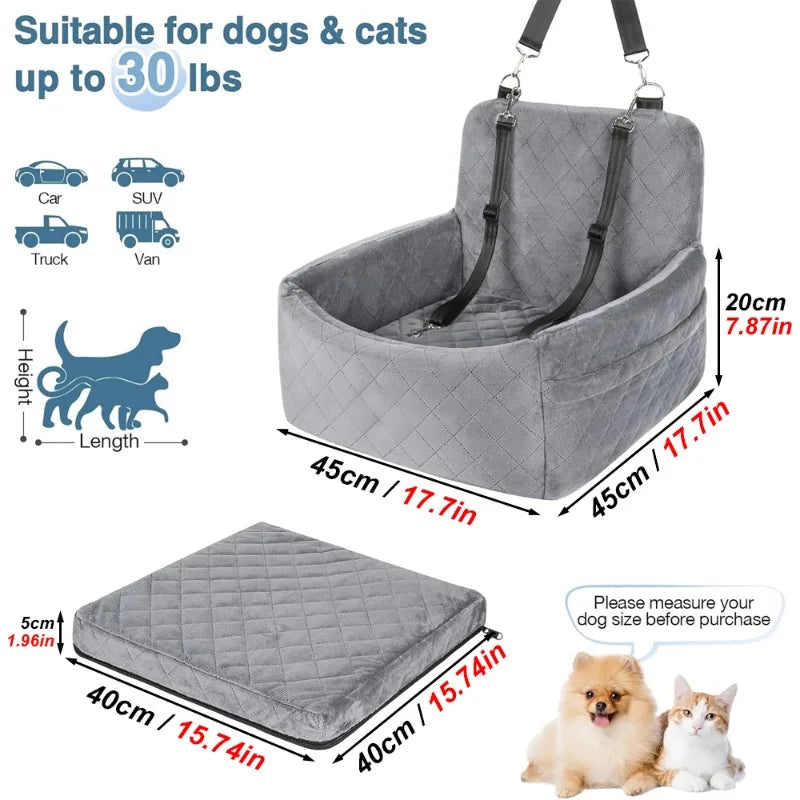 Safe & Cozy Dog Car Seat Booster Bed | FurvioShop