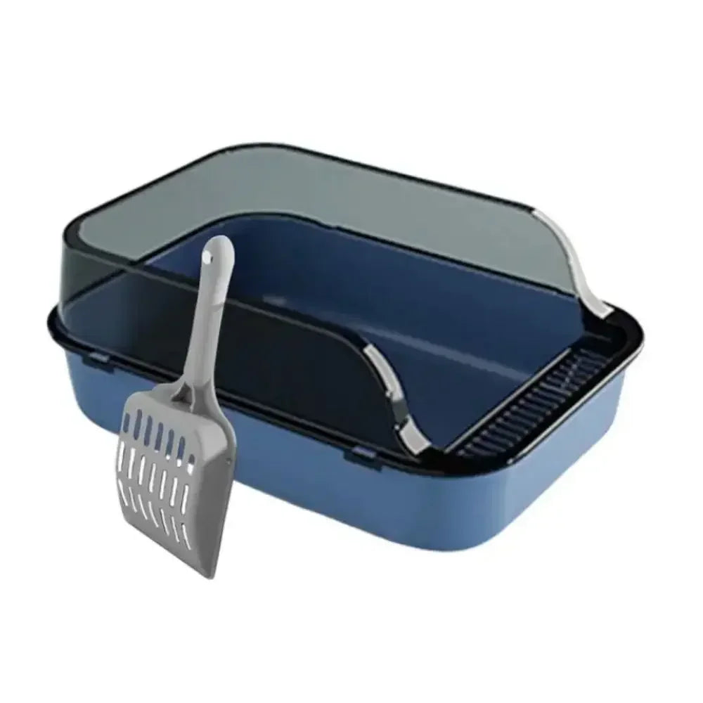 Open top splashproof cat litter box by Furvio Shop with high sides and waterproof design for easy cleaning and odor control