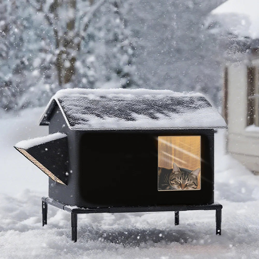 Furvio Shop insulated outdoor cat shelter with waterproof exterior, designed for outdoor warmth and protection for cats.