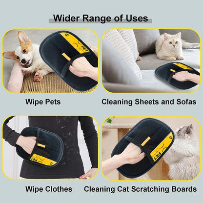 Furvio Shop electrostatic pet hair remover glove with textured surface for easy pet hair removal from furniture and clothing