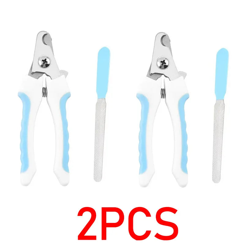Furvio Shop professional pet nail clippers and file set with stainless steel blades and ergonomic handles for easy grooming.