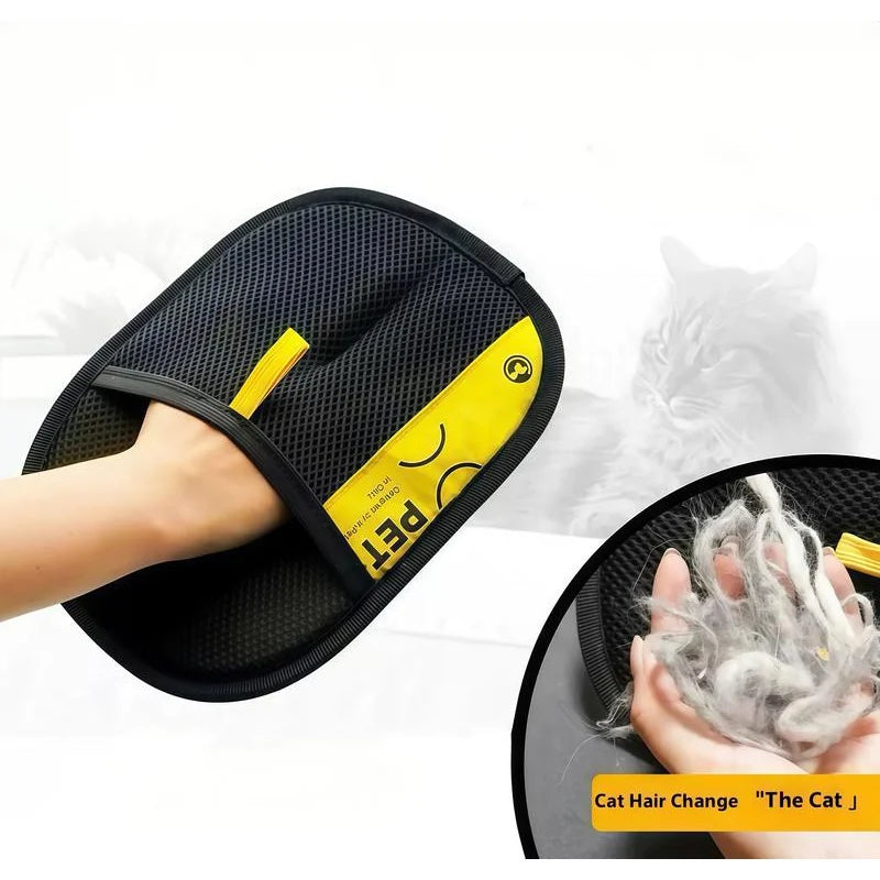 Furvio Shop electrostatic pet hair remover glove with textured surface for effective fur removal from furniture and clothing.