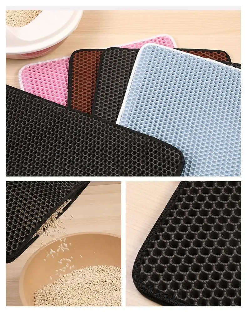 Furvio Shop double-layer waterproof cat litter mat with non-slip design, washable pet sand pad, and clean bed for cats.
