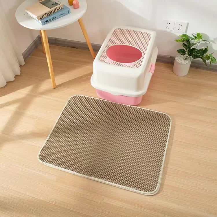 Furvio Shop cat litter mat with double layer waterproof design, non-slip surface, washable pet sand box pad, clean and practical.