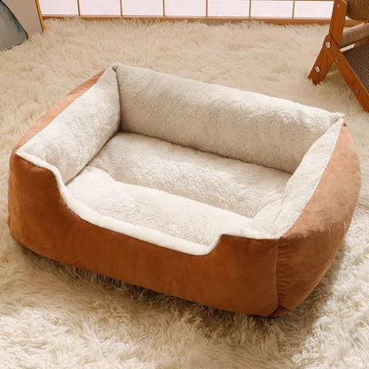 Furvio Shop plush minimalist pet bed with anti-slip bottom, soft and cozy for small dogs or cats, in neutral tones.