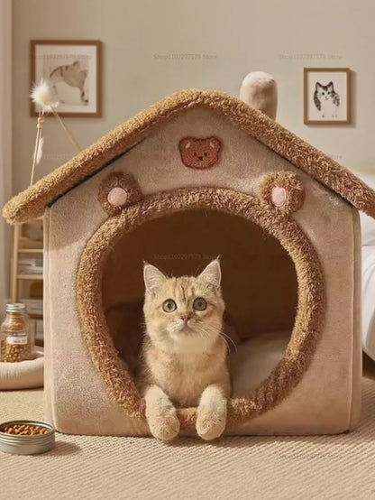 Foldable winter pet villa and house by Furvio Shop, cozy and warm shelter for small pets with a soft interior.