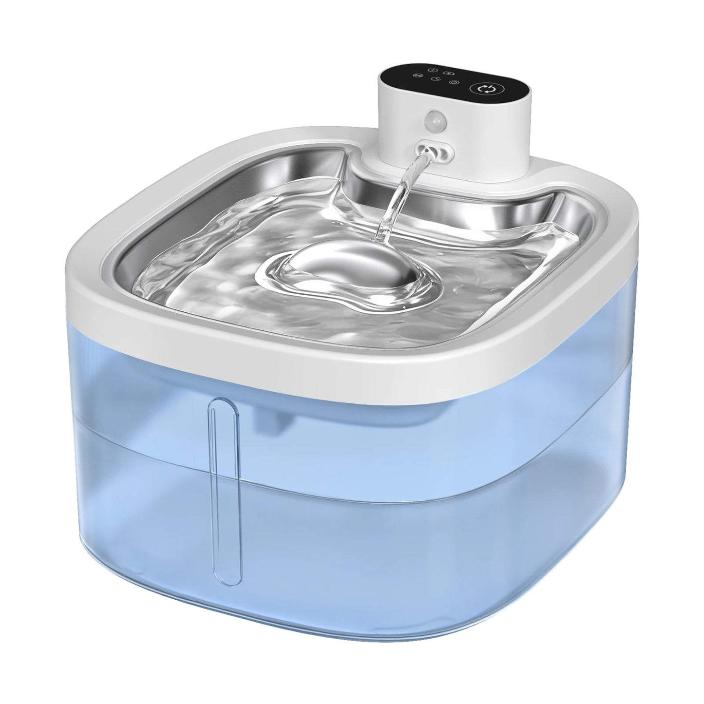 Furvio Shop AquaFlow Wireless Smart Pet Fountain with 3.5L capacity, featuring a modern design and clear water flow for pets