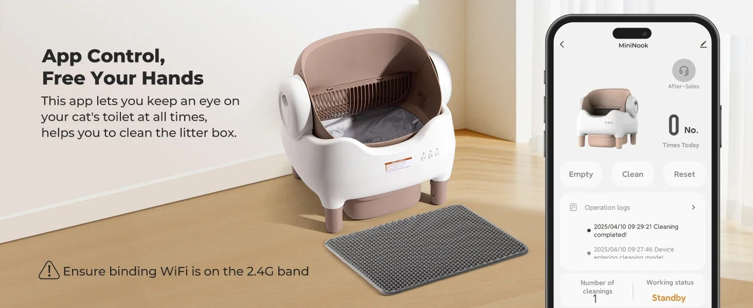 Furvio Shop smart open-top self-cleaning cat litter box with 10L capacity, featuring a modern design and easy maintenance.
