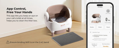 Furvio Shop smart open-top self-cleaning cat litter box with 10L capacity, featuring a modern design and easy maintenance.