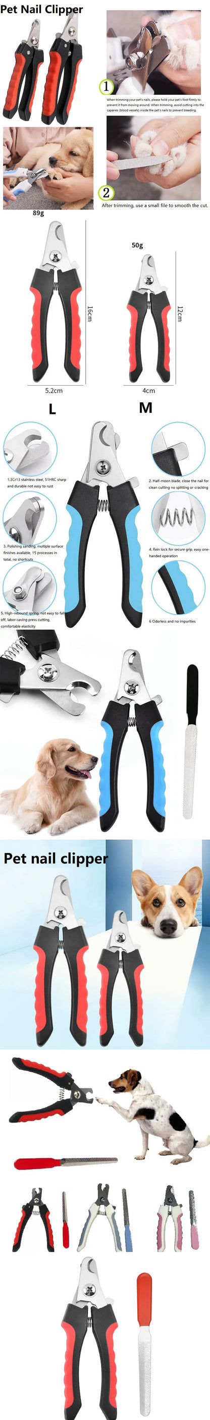 Furvio Shop professional pet nail clippers and file set with ergonomic handles and stainless steel blades on a white background.