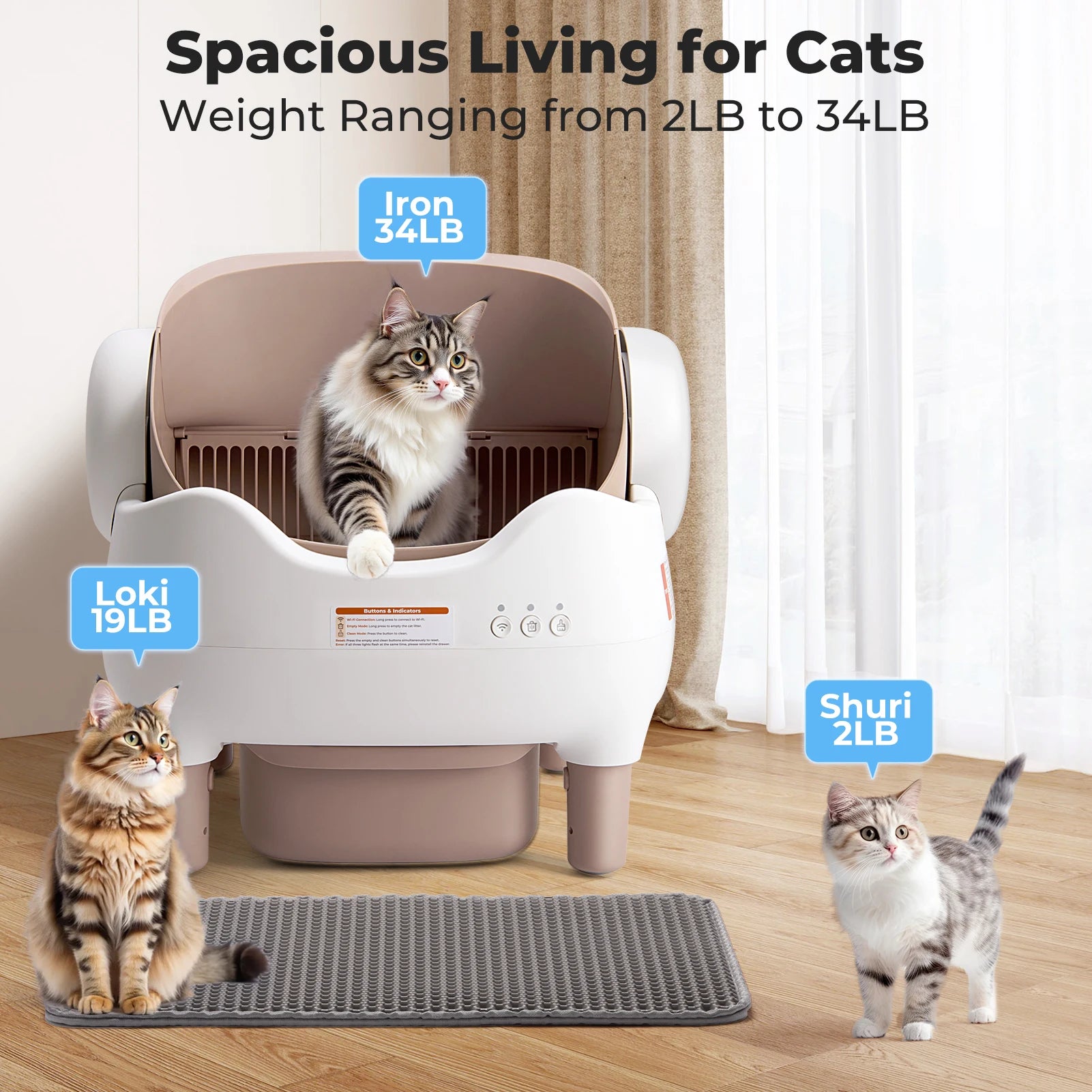 Furvio Shop smart open-top self-cleaning cat litter box with 10L capacity, featuring a sleek design and easy-to-clean surface.