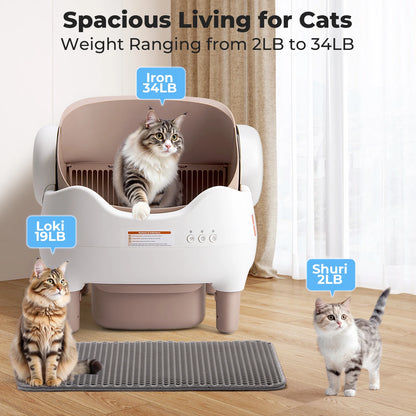 Furvio Shop smart open-top self-cleaning cat litter box with 10L capacity, featuring a sleek design and easy-to-clean surface.