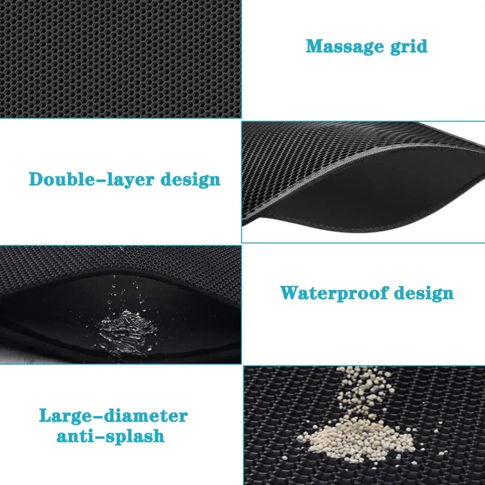 Furvio Shop waterproof double-layer cat litter mat with non-slip surface and washable design, ideal for catching litter outside the box