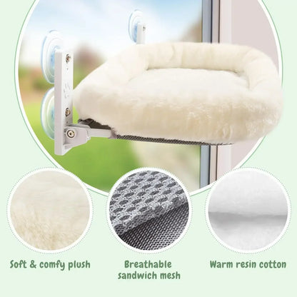 Furvio Shop cordless window cat hammock and sunbed hanging securely with soft fabric for comfortable feline lounging.