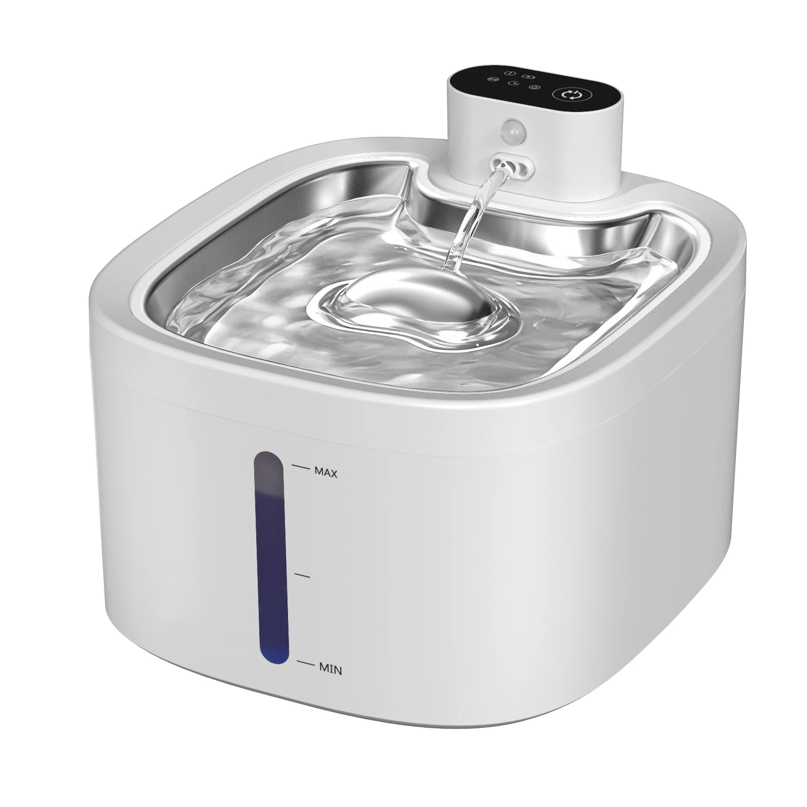 Furvio Shop AquaFlow Wireless Smart Pet Fountain with 3.5L capacity, showing sleek design and water spout for pets.